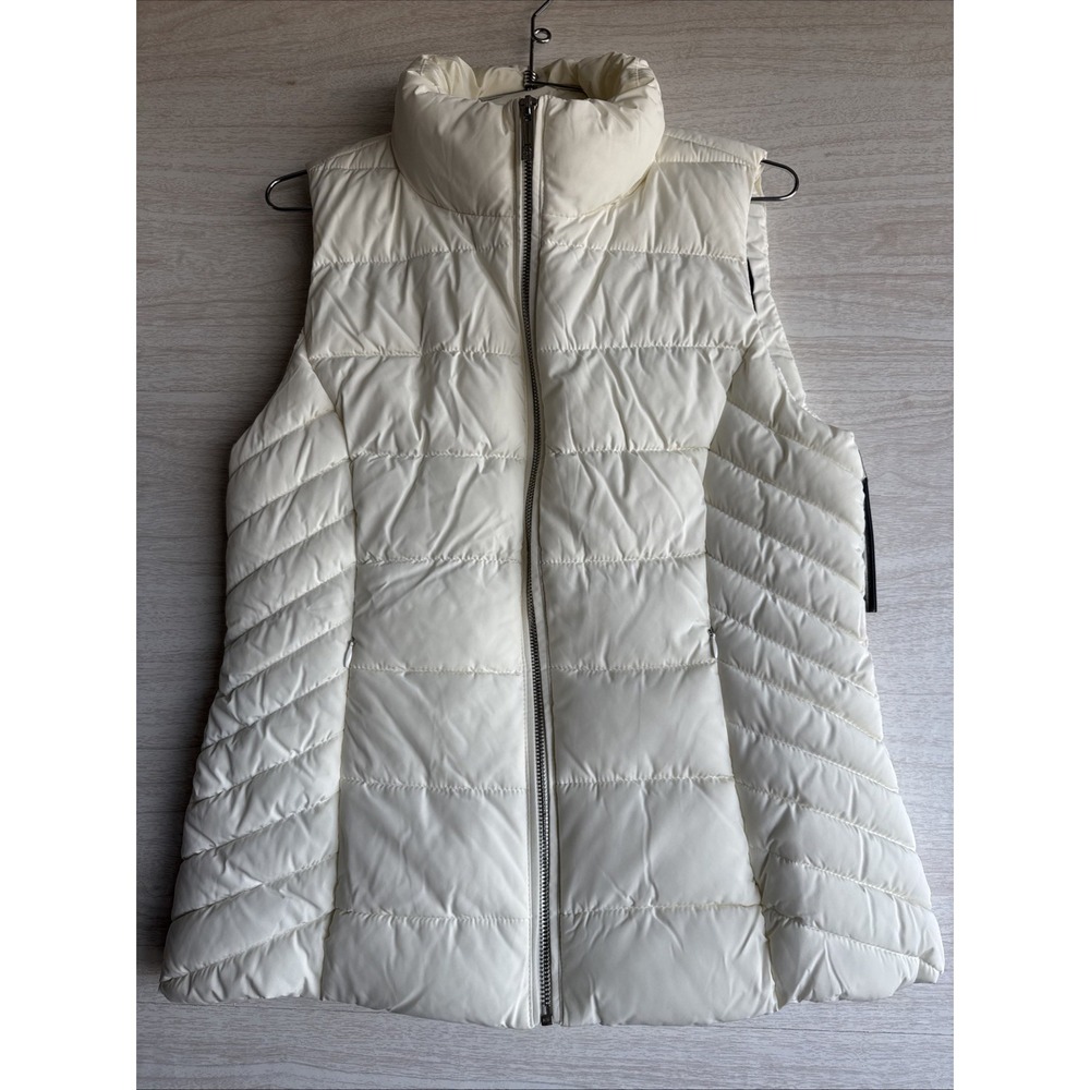NWT Tommy Hilfiger women's Ivy Cream Quilted puffer vest Zip Pockets size S
